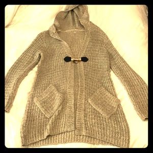 Hooded sweater cardigan